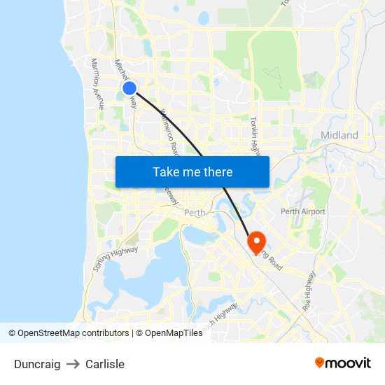 Duncraig to Carlisle map