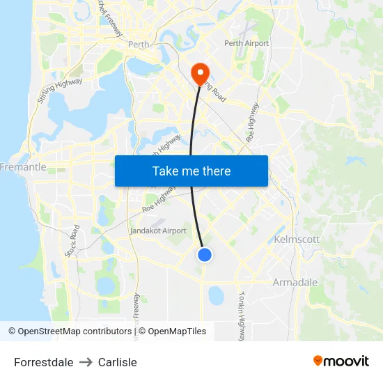 Forrestdale to Carlisle map