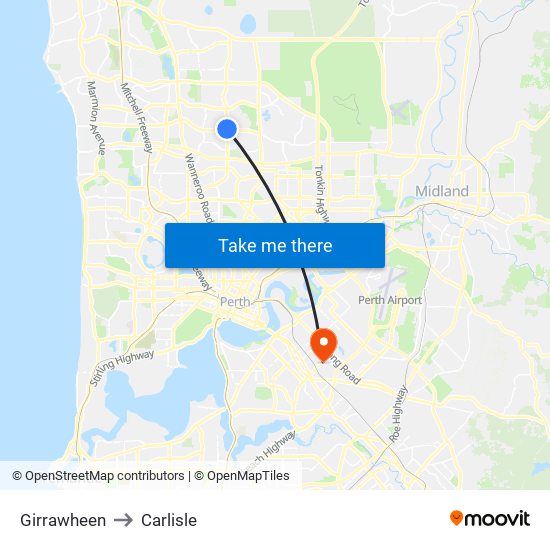 Girrawheen to Carlisle map