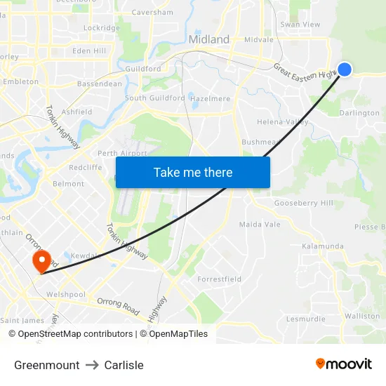 Greenmount to Carlisle map