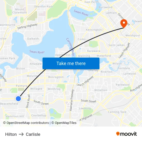 Hilton to Carlisle map