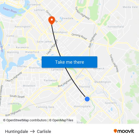 Huntingdale to Carlisle map