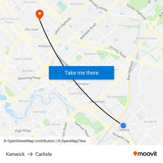 Kenwick to Carlisle map