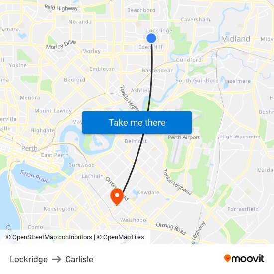 Lockridge to Carlisle map