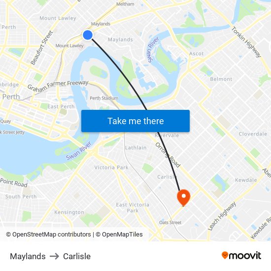 Maylands to Carlisle map