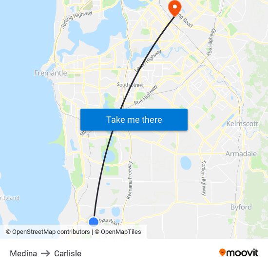 Medina to Carlisle map