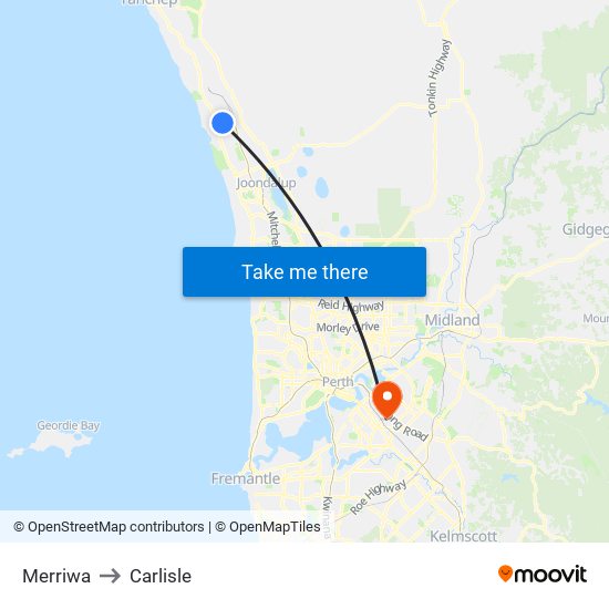 Merriwa to Carlisle map