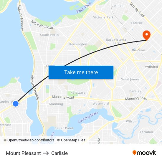 Mount Pleasant to Carlisle map