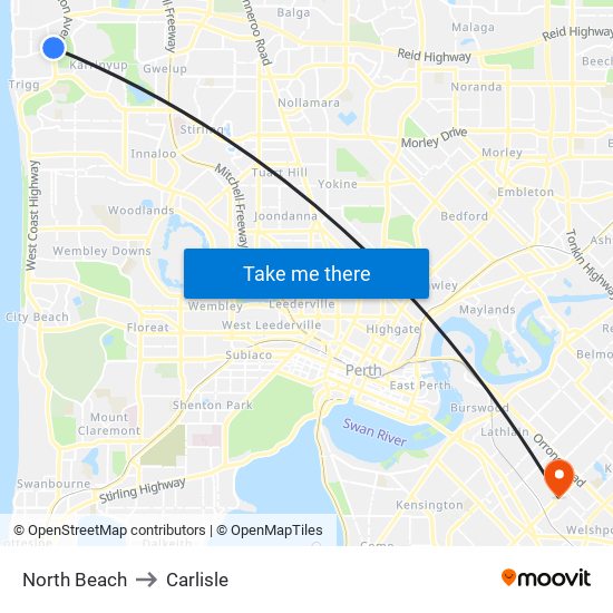 North Beach to Carlisle map