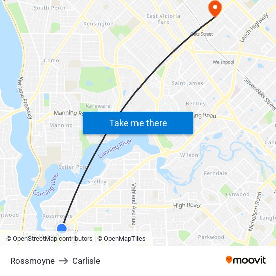 Rossmoyne to Carlisle map