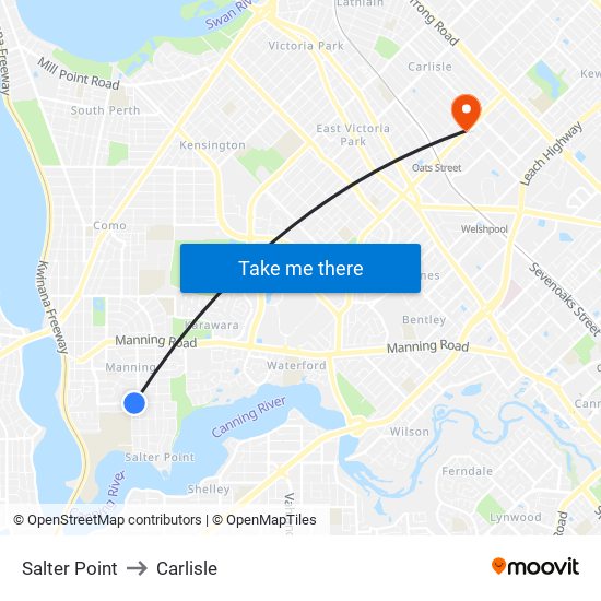 Salter Point to Carlisle map