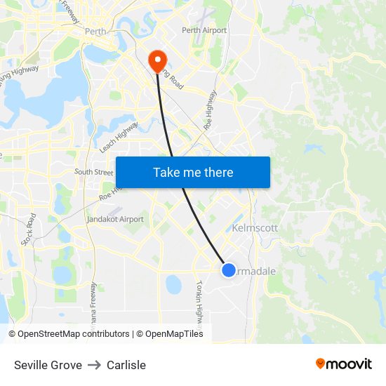 Seville Grove to Carlisle map