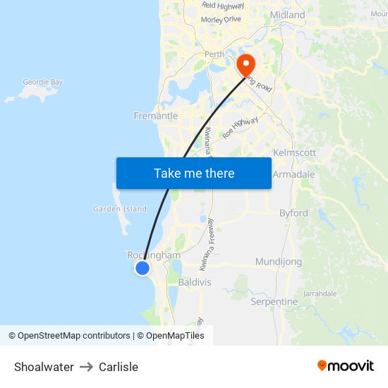 Shoalwater to Carlisle map