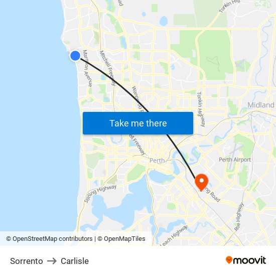 Sorrento to Carlisle map