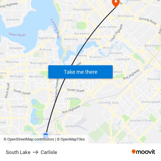 South Lake to Carlisle map