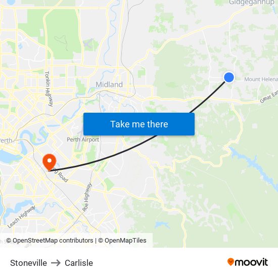 Stoneville to Carlisle map