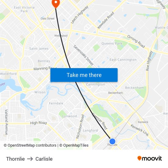 Thornlie to Carlisle map