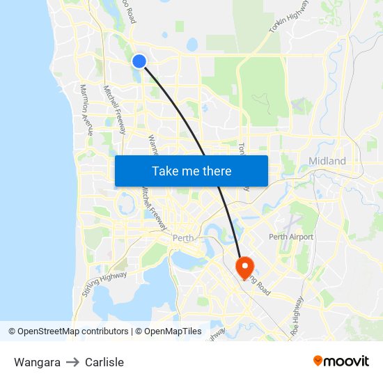 Wangara to Carlisle map