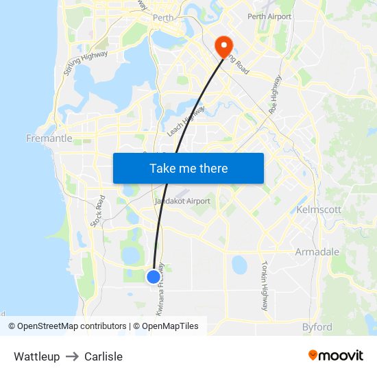 Wattleup to Carlisle map