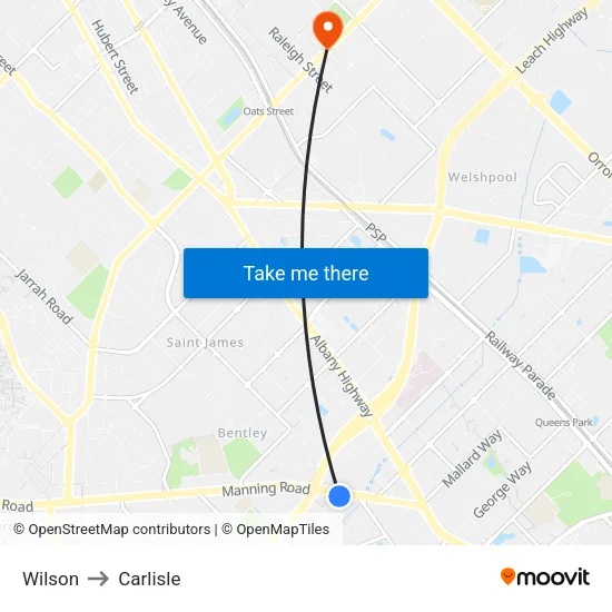 Wilson to Carlisle map