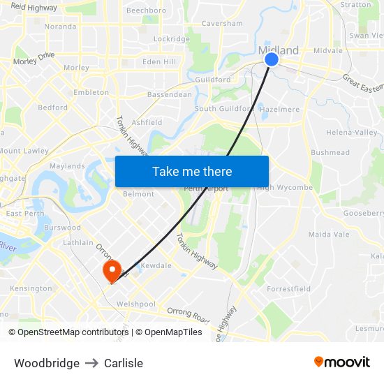 Woodbridge to Carlisle map