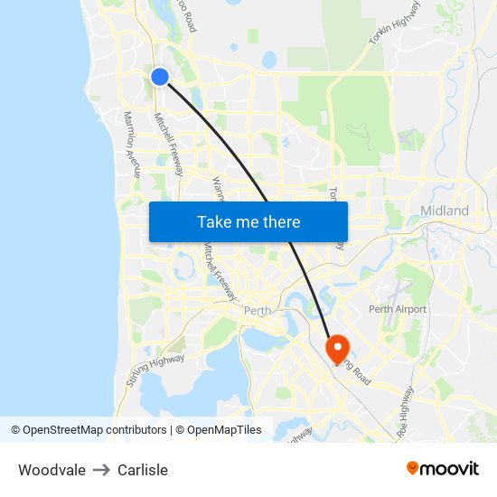 Woodvale to Carlisle map