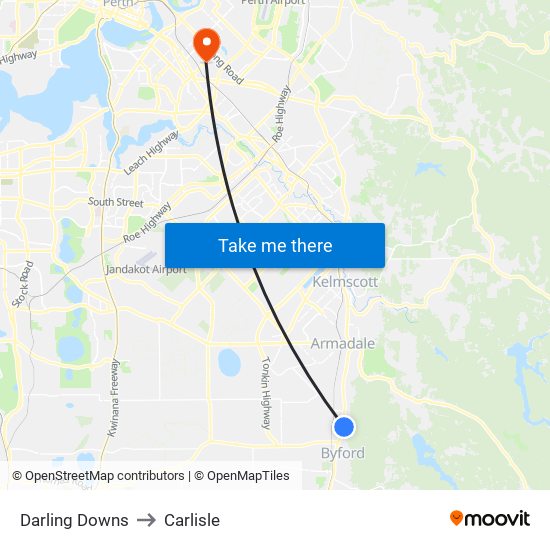 Darling Downs to Carlisle map