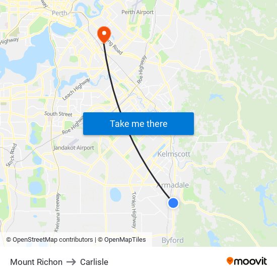 Mount Richon to Carlisle map