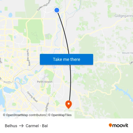 Belhus to Carmel - Bal map