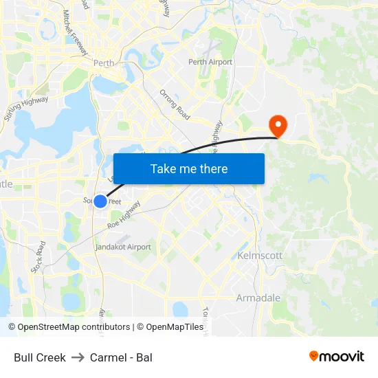 Bull Creek to Carmel - Bal map