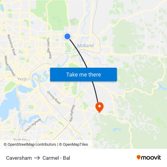 Caversham to Carmel - Bal map