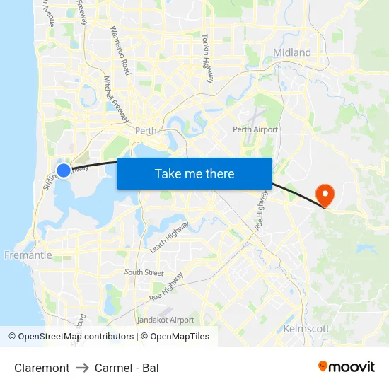 Claremont to Carmel - Bal map