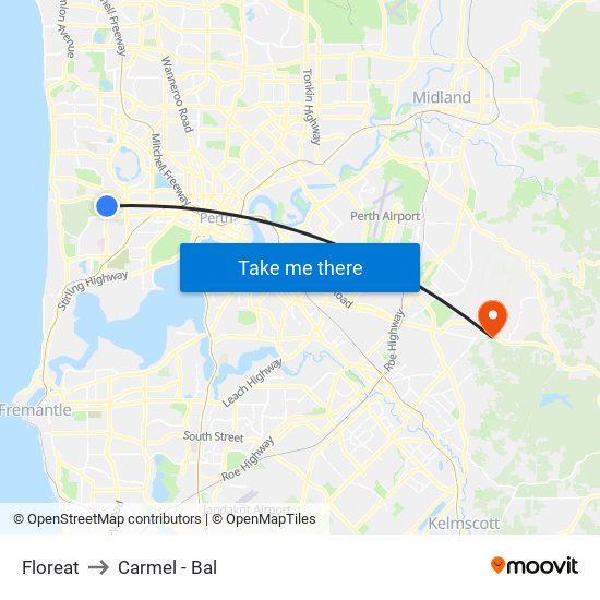 Floreat to Carmel - Bal map