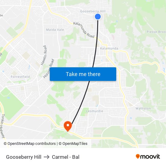 Gooseberry Hill to Carmel - Bal map