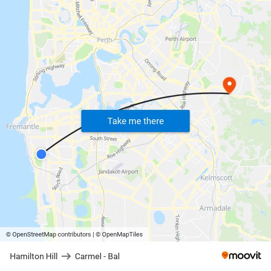 Hamilton Hill to Carmel - Bal map