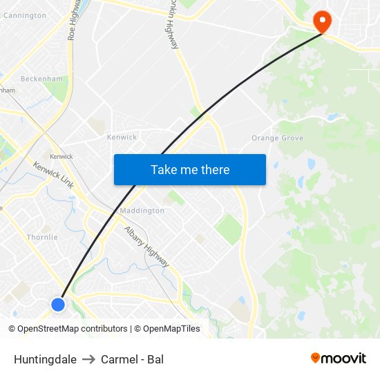 Huntingdale to Carmel - Bal map