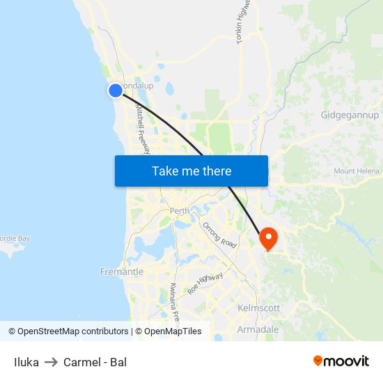 Iluka to Carmel - Bal map