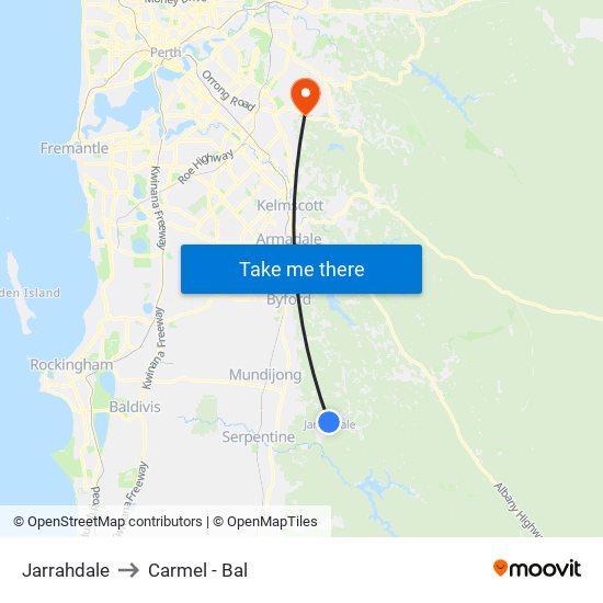 Jarrahdale to Carmel - Bal map