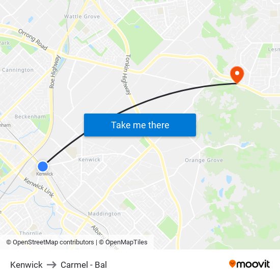 Kenwick to Carmel - Bal map