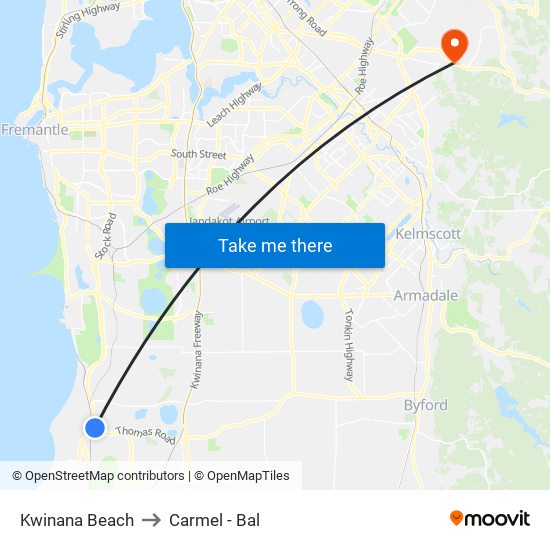 Kwinana Beach to Carmel - Bal map