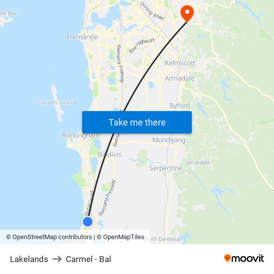 Lakelands to Carmel - Bal map