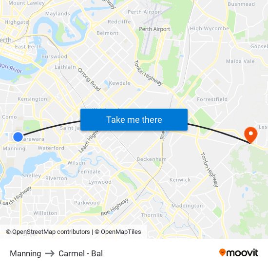 Manning to Carmel - Bal map