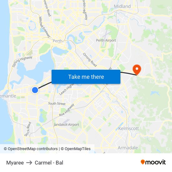 Myaree to Carmel - Bal map
