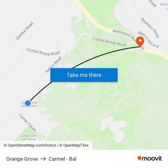 Orange Grove to Carmel - Bal map