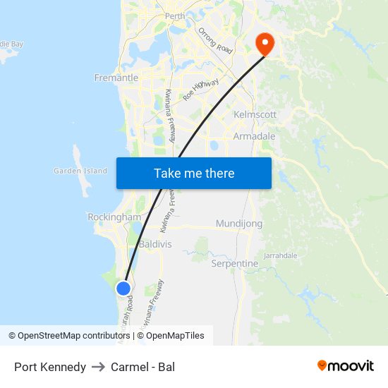 Port Kennedy to Carmel - Bal map
