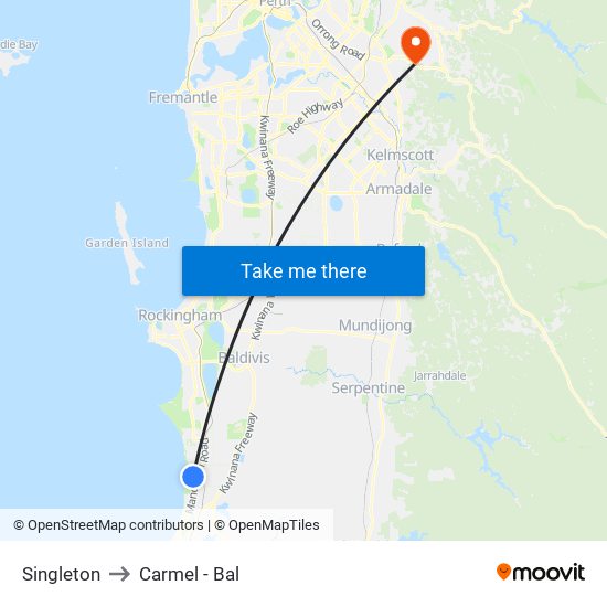 Singleton to Carmel - Bal map