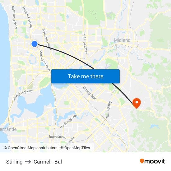 Stirling to Carmel - Bal map