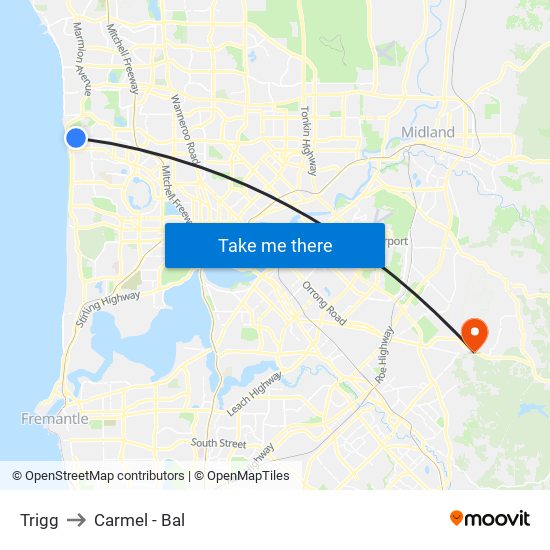 Trigg to Carmel - Bal map