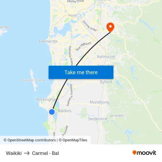 Waikiki to Carmel - Bal map