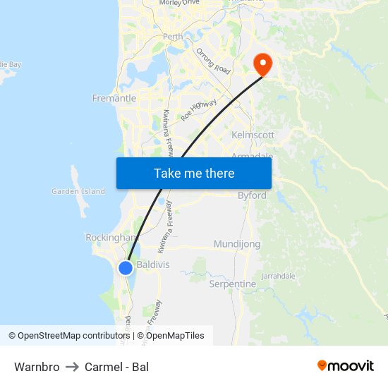 Warnbro to Carmel - Bal map